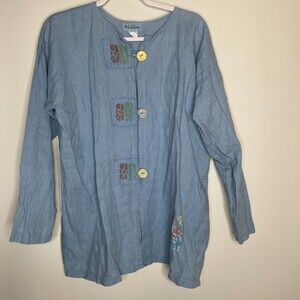 Anticipation Art-to-Wear Linen USA Cardigan 3 Button Closure Vanity Size 2 (XXL)